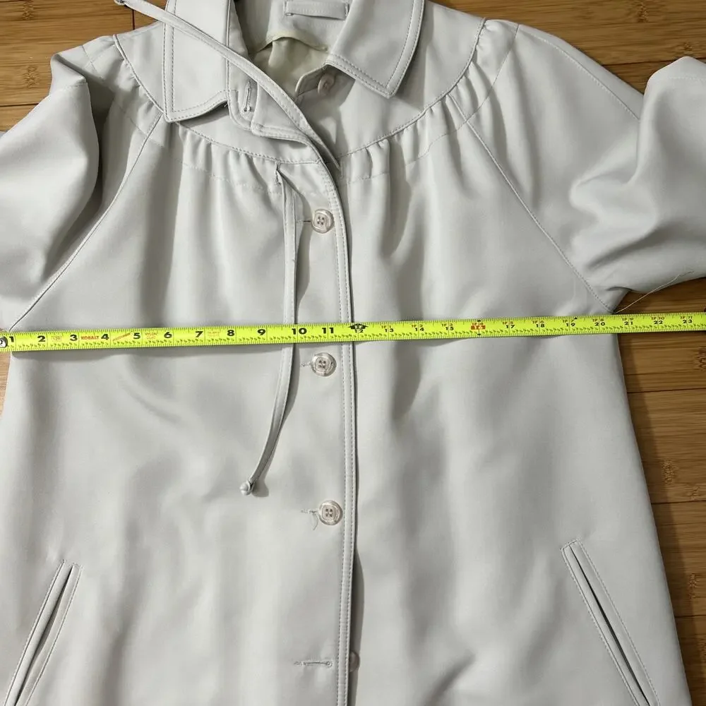 Vintage Forecaster of Boston Beige Rain Coat Parisian NYC Coastal Chic Sz 11/12 - Picture 7 of 9